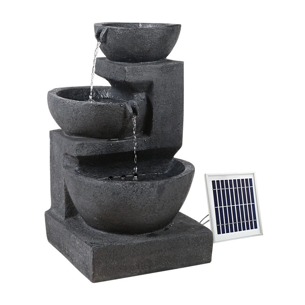 Gardeon Solar Water Feature Cascading Fountain 3-Tier Bowl LED Lights 60CM Blue 8