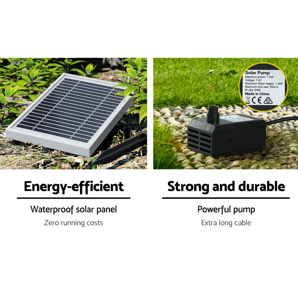 Gardeon Solar Water Feature Cascading Fountain 5 Tiered Bowl Bird Bath 99CM 5