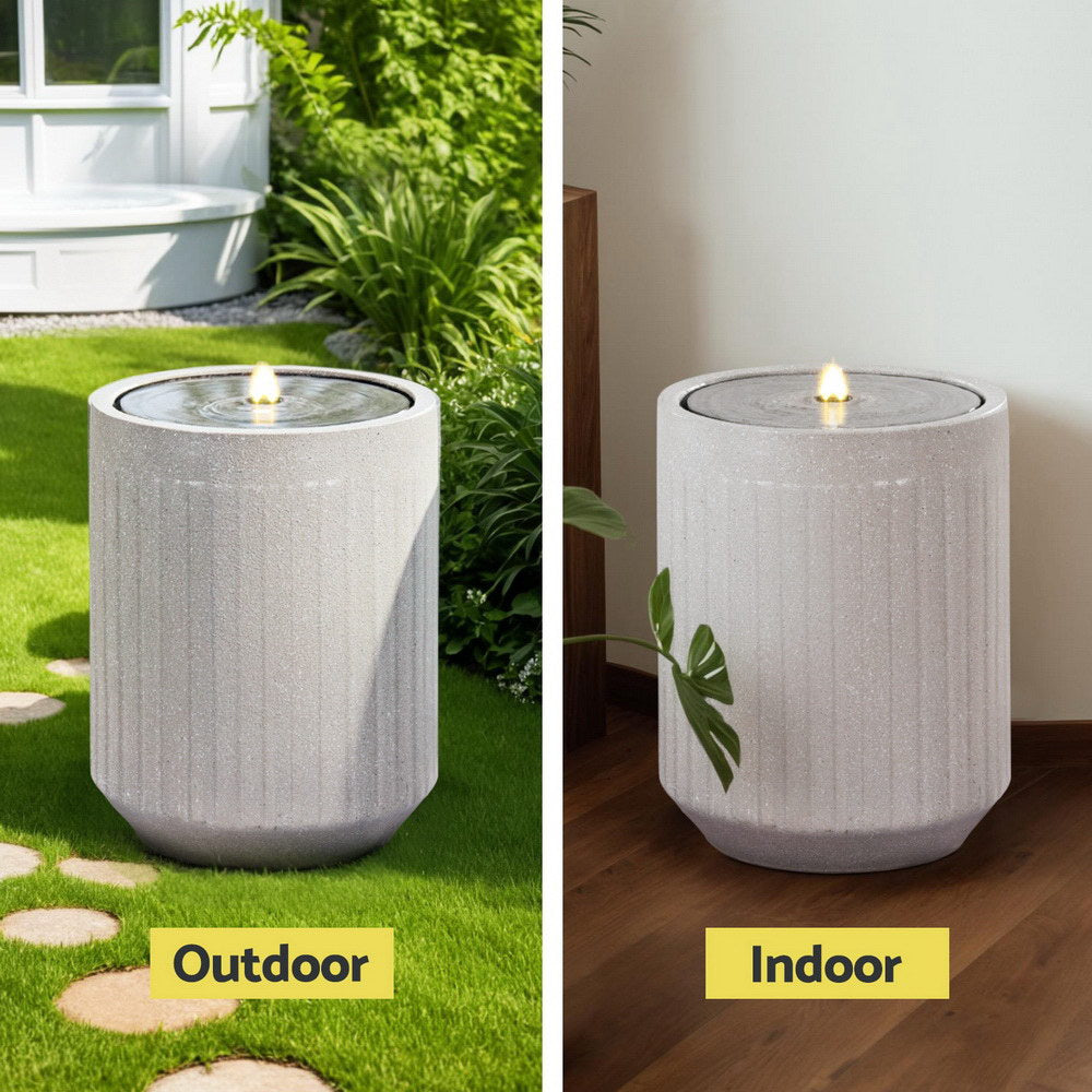 Gardeon Solar Fountain Water Feature Outdoor Fountain LED Lights Beige 4