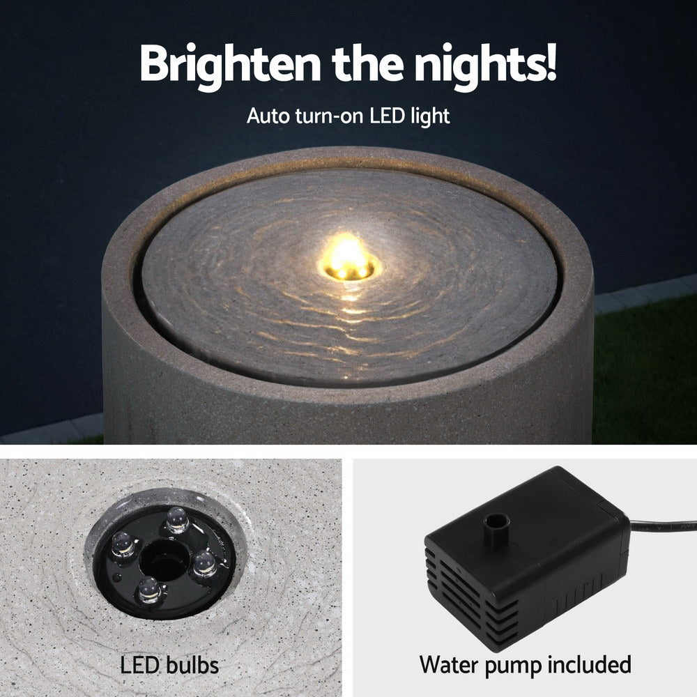 Gardeon Solar Fountain Water Feature Outdoor Fountain LED Lights Beige 5