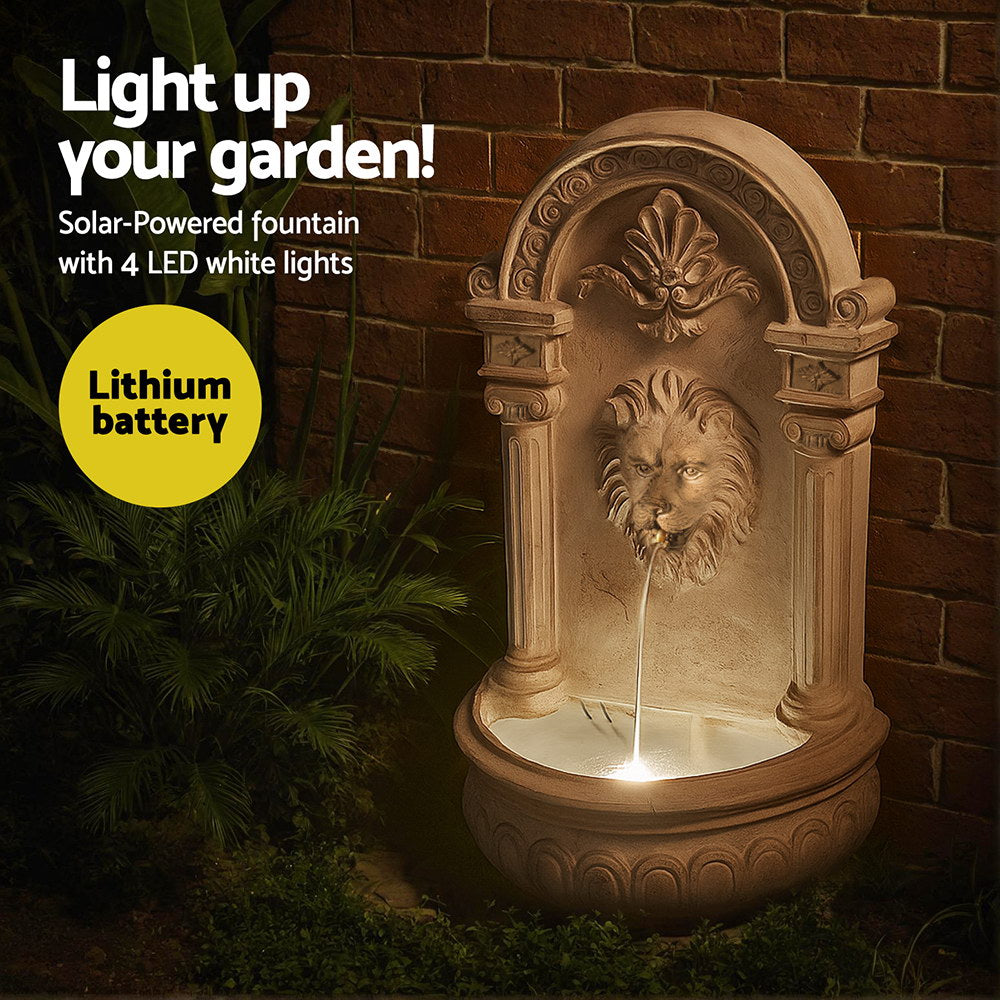 Gardeon Solar Fountain Water Feature Wall Mount Garden Fountains 77CM Beige 6