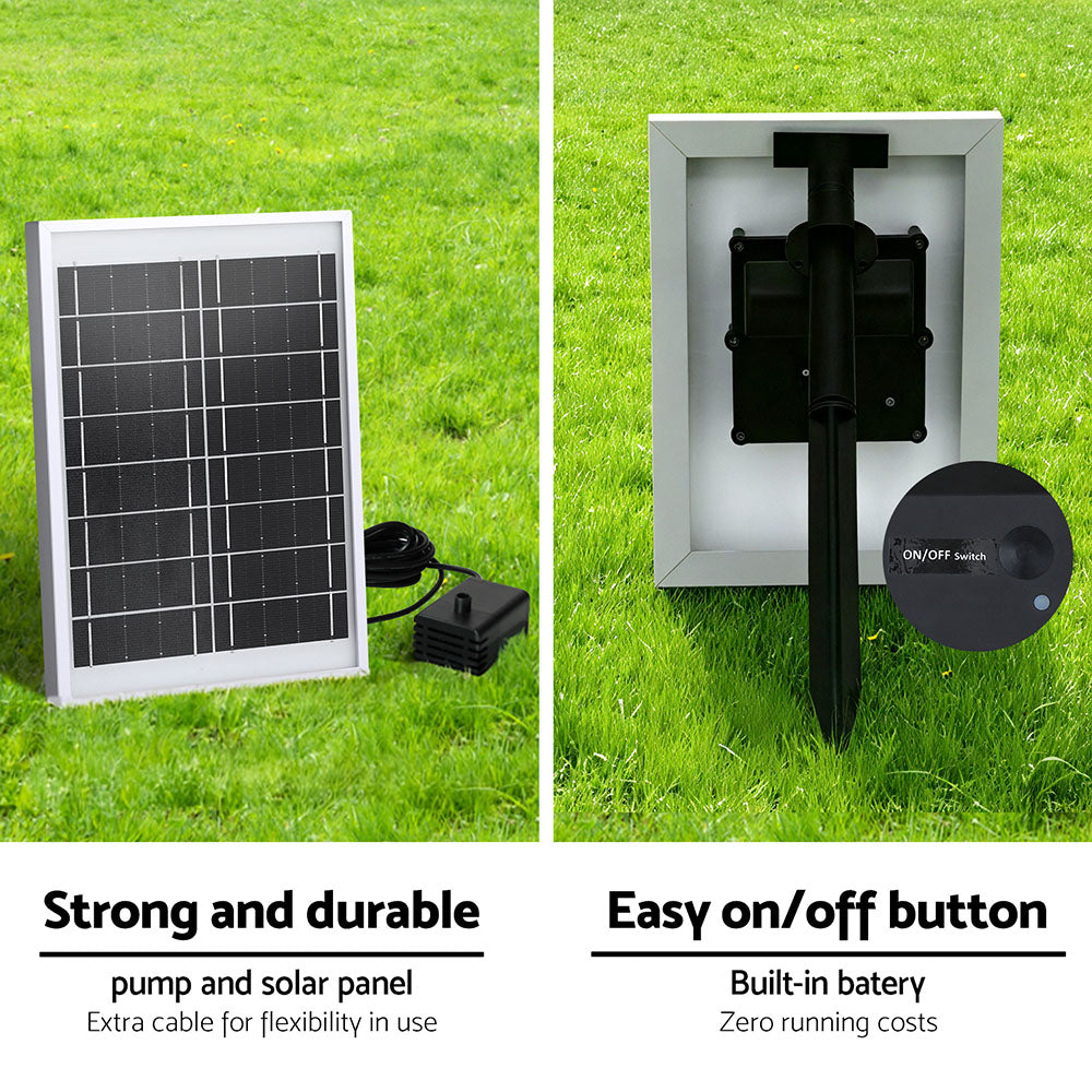 Gardeon Solar Fountain Water Feature Outdoor Fountain Indoor 3-Tier Bowl Cascading Grey 9