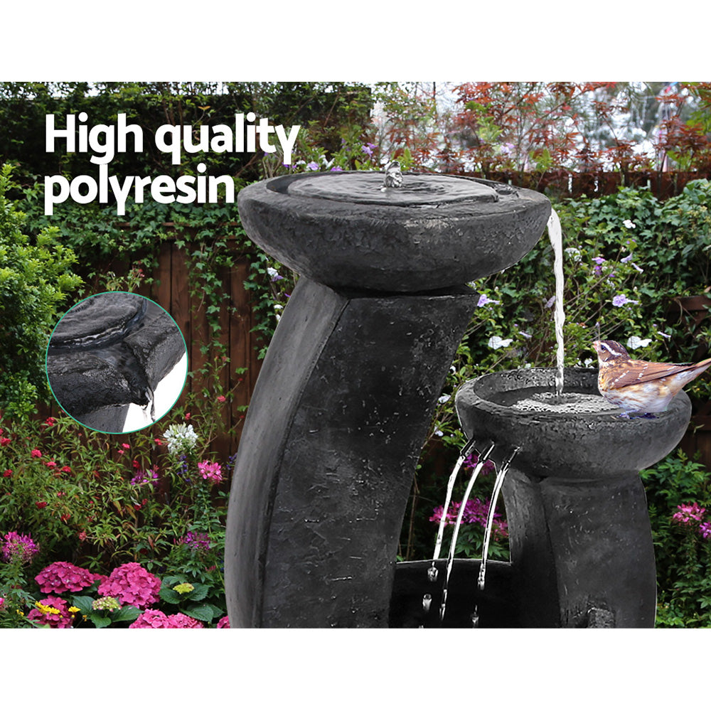 Gardeon Solar Water Feature Cascading Fountain 3-Tier Mushroom LED Light 70CM 4