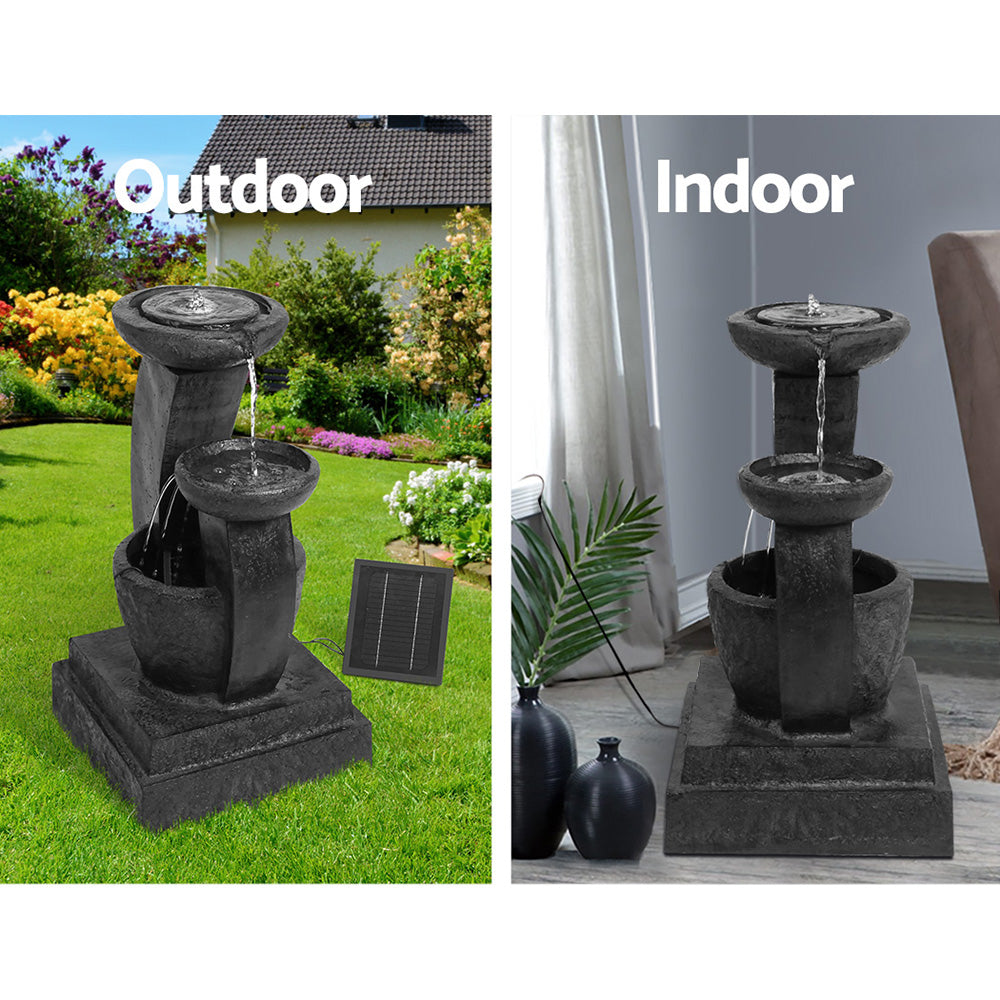 Gardeon Solar Water Feature Cascading Fountain 3-Tier Mushroom LED Light 70CM 5