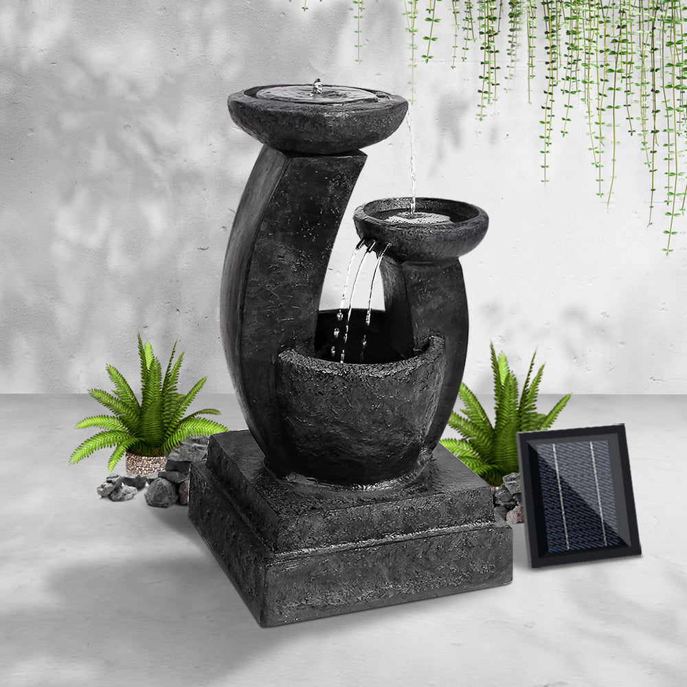 Gardeon Solar Water Feature Cascading Fountain 3-Tier Mushroom LED Light 70CM 7