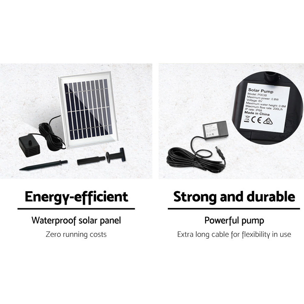 Gardeon Solar Water Feature Tier Fountain with Pump Kit Bird Bath 106CM Peacock 6