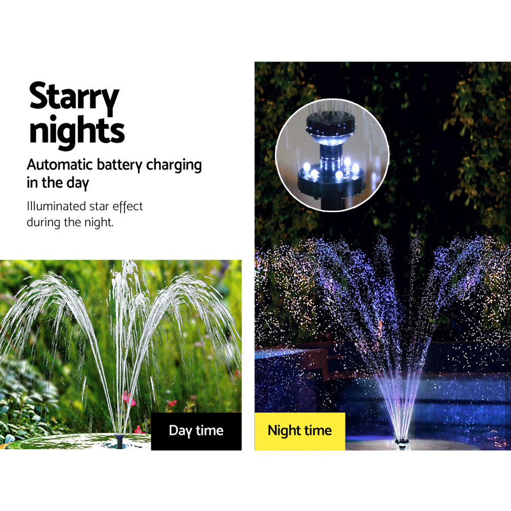 Gardeon Solar Pond Pump Submersible Water Fountain with Battery Kit LED Lights 4FT 5