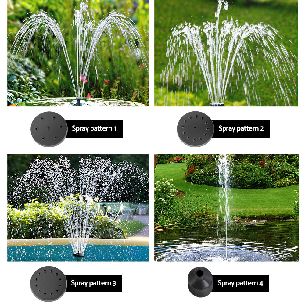 Gardeon Solar Pond Pump Submersible Water Fountain with Battery Kit LED Lights 4FT 6