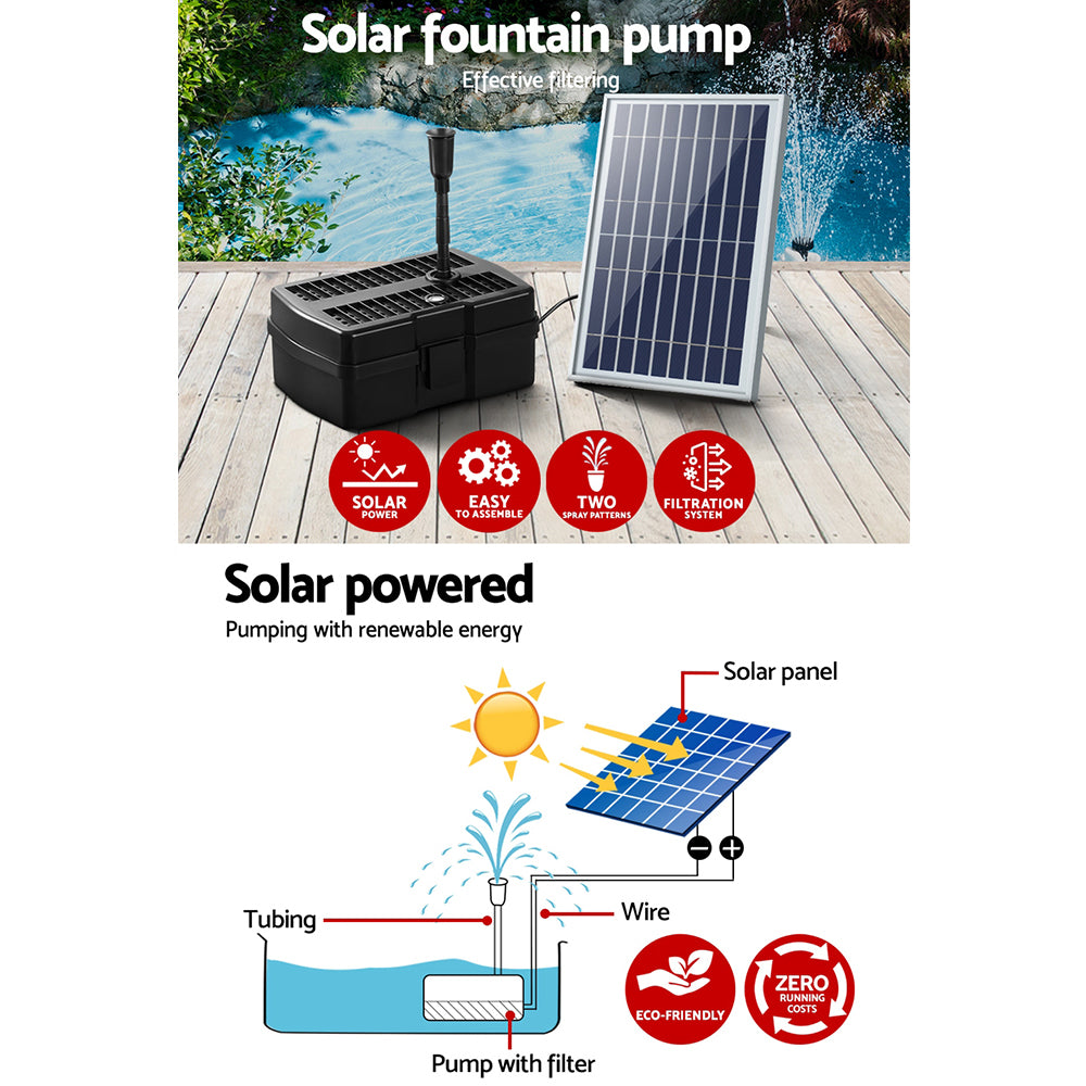 Gardeon Solar Pond Pump Water Fountain Filter Box Submersible Outdoor Pool 6.6FT 4