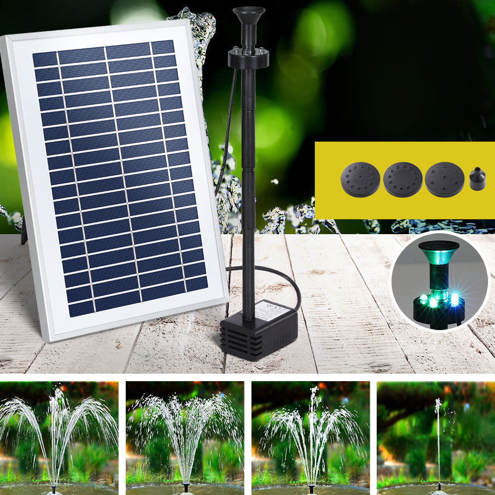 Gardeon Solar Pond Pump Submersible Water Fountain with Battery LED Lights 4.4FT 7