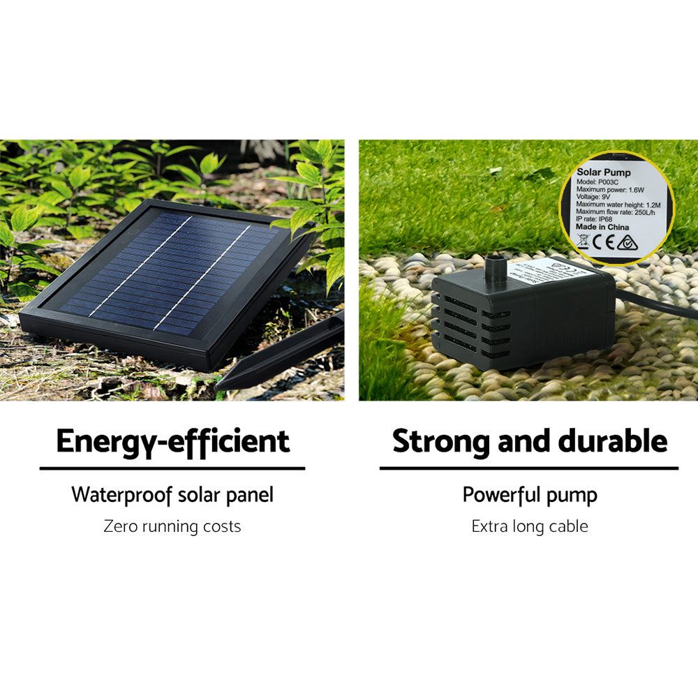 Gardeon Solar Water Feature Cascading Fountain 3-Tier Pot LED Lights 76CM Grey 6