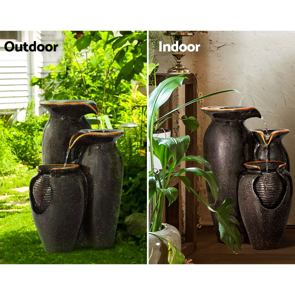 Gardeon Solar Fountain Water Fountain Feature Cascading Fountain LED Lights 76CM Grey 4