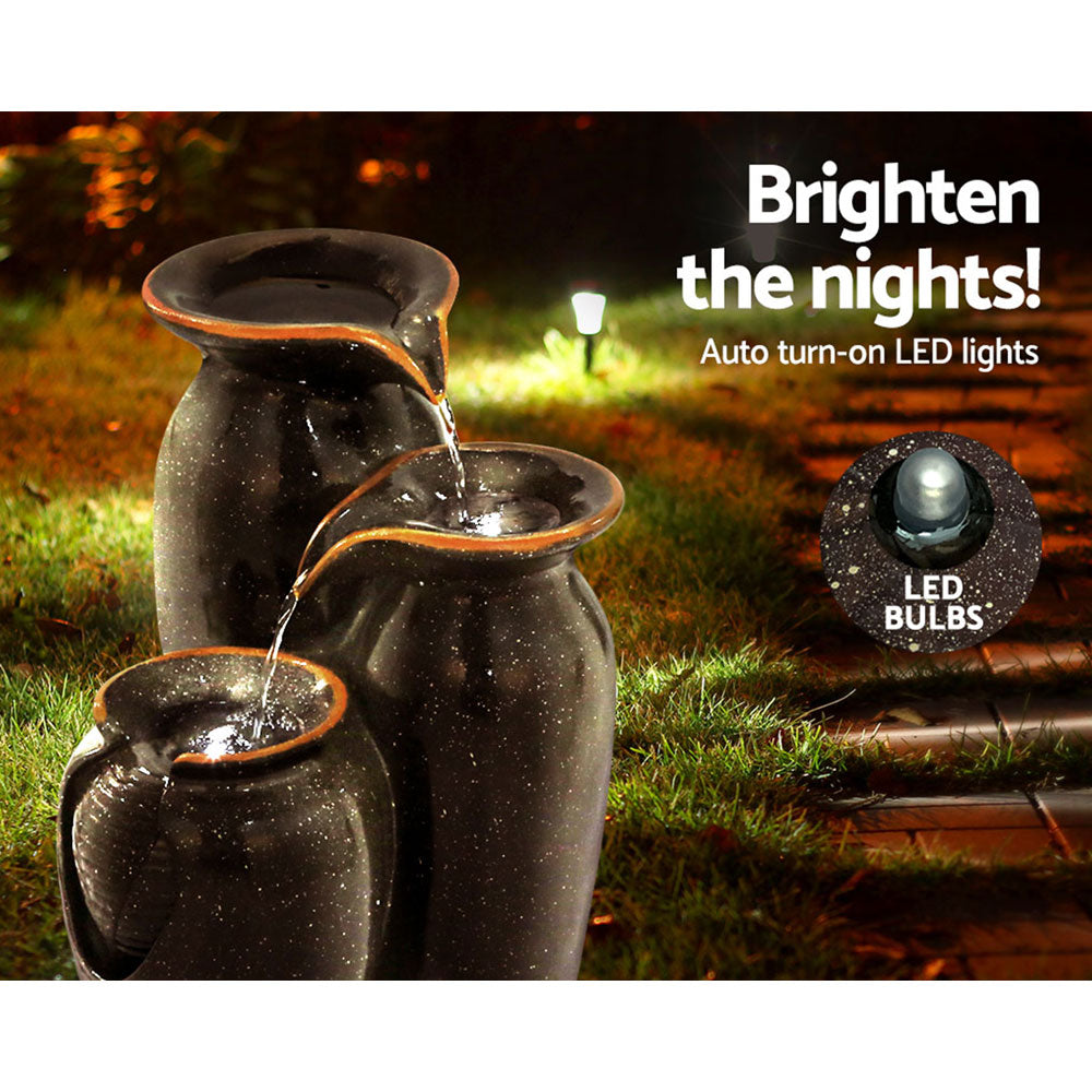 Gardeon Solar Fountain Water Fountain Feature Cascading Fountain LED Lights 76CM Grey 5