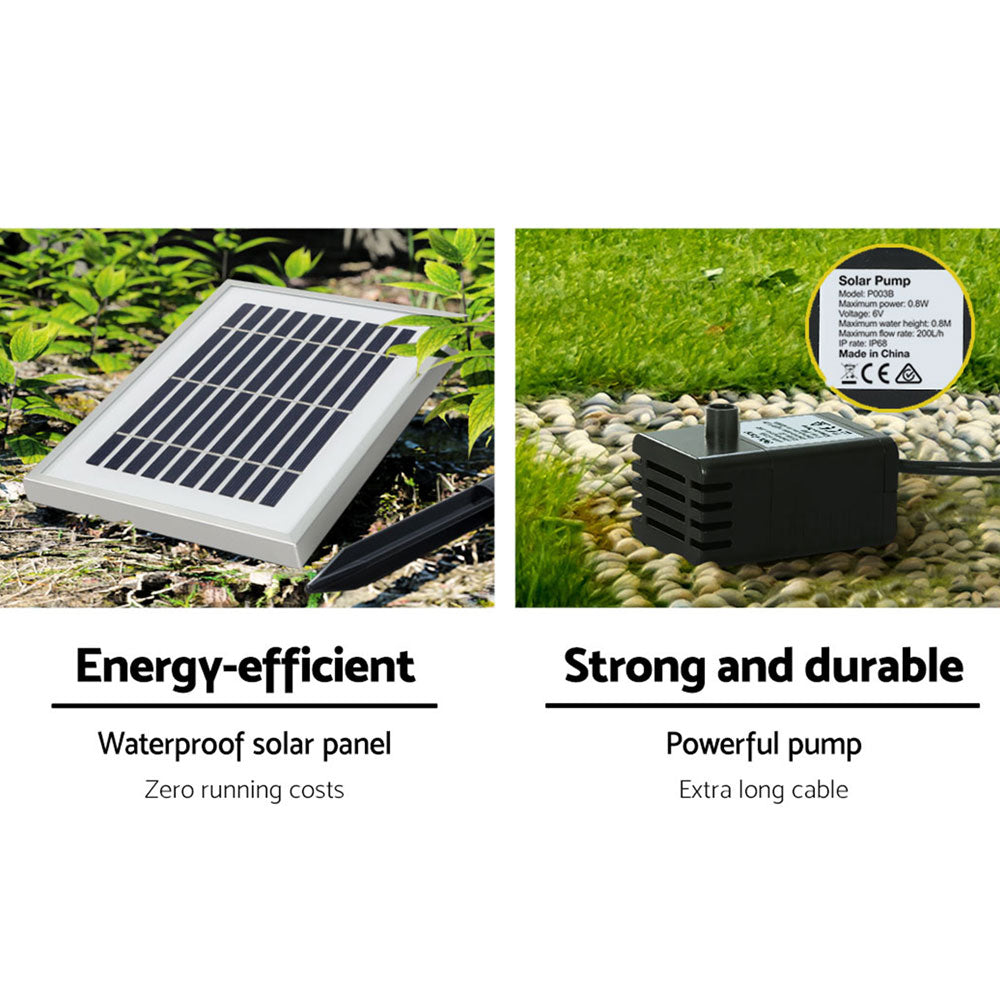 Gardeon Solar Fountain Water Fountain Feature Cascading Fountain LED Lights 76CM Grey 6