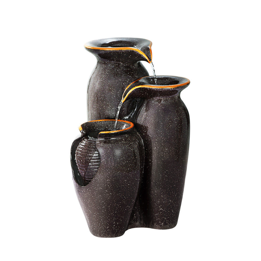 Gardeon Solar Fountain Water Fountain Feature Cascading Fountain LED Lights 76CM Grey 7