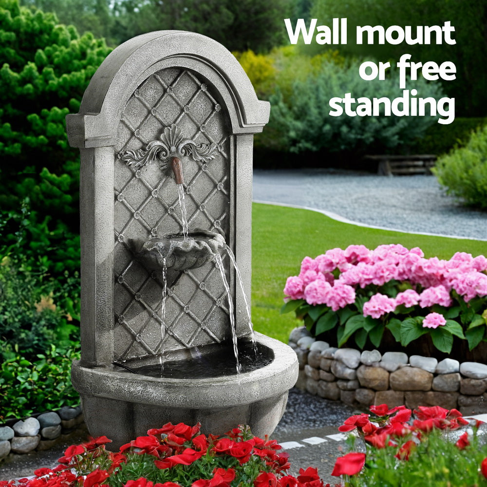 Gardeon Solar Fountain Water Feature Wall Mount Garden Fountains 80CM Grey 4