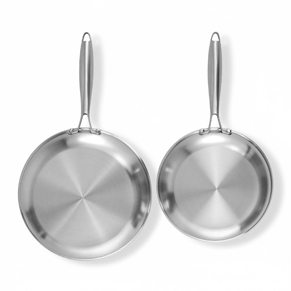 5-star Chef Frying Pan Stainless Steel Uncoated Twin Frypan Set 25/30cm Silver 3
