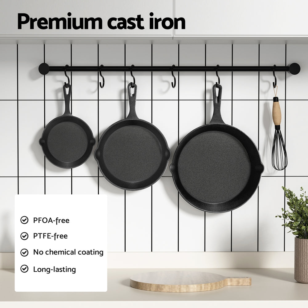 5-star chef Non Stick Frying Pan Cast Iron 3PCS 4