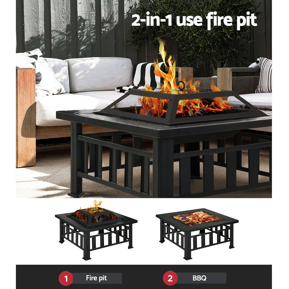 Grillz Fire Pit BBQ Grill 2-In-1 Table 5