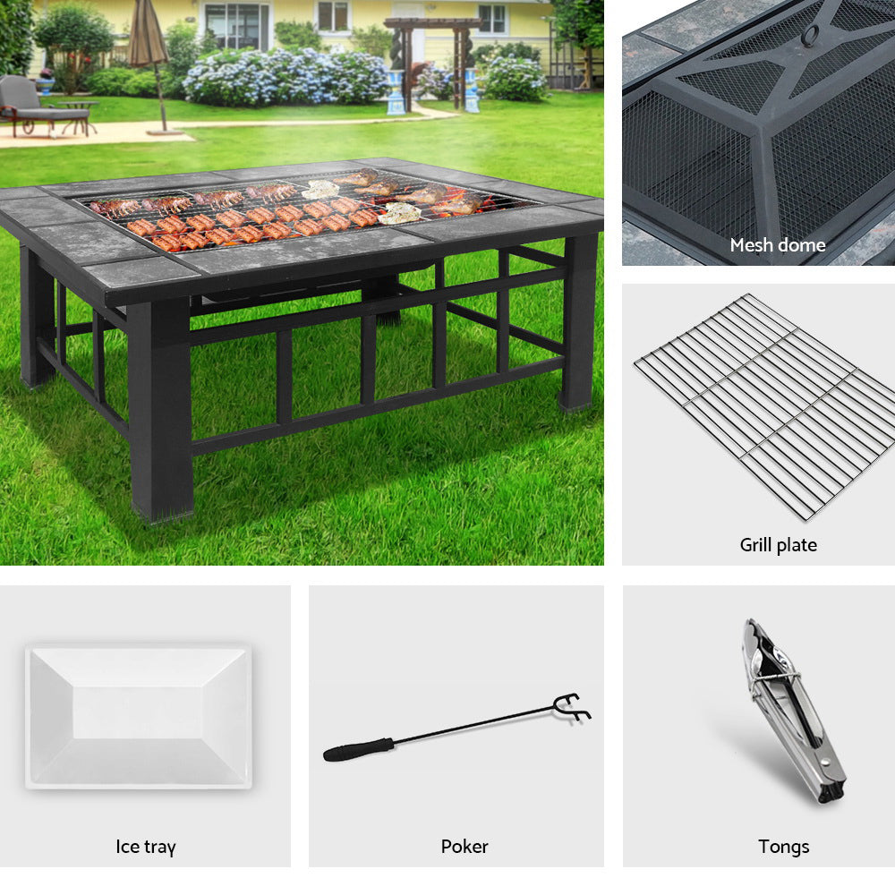 Grillz Fire Pit BBQ Grill Ice Bucket 3-In-1 Table 3