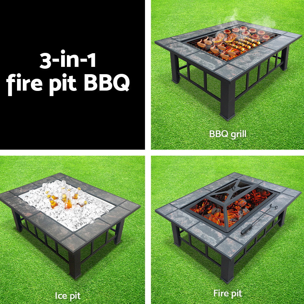 Grillz Fire Pit BBQ Grill Ice Bucket 3-In-1 Table 4
