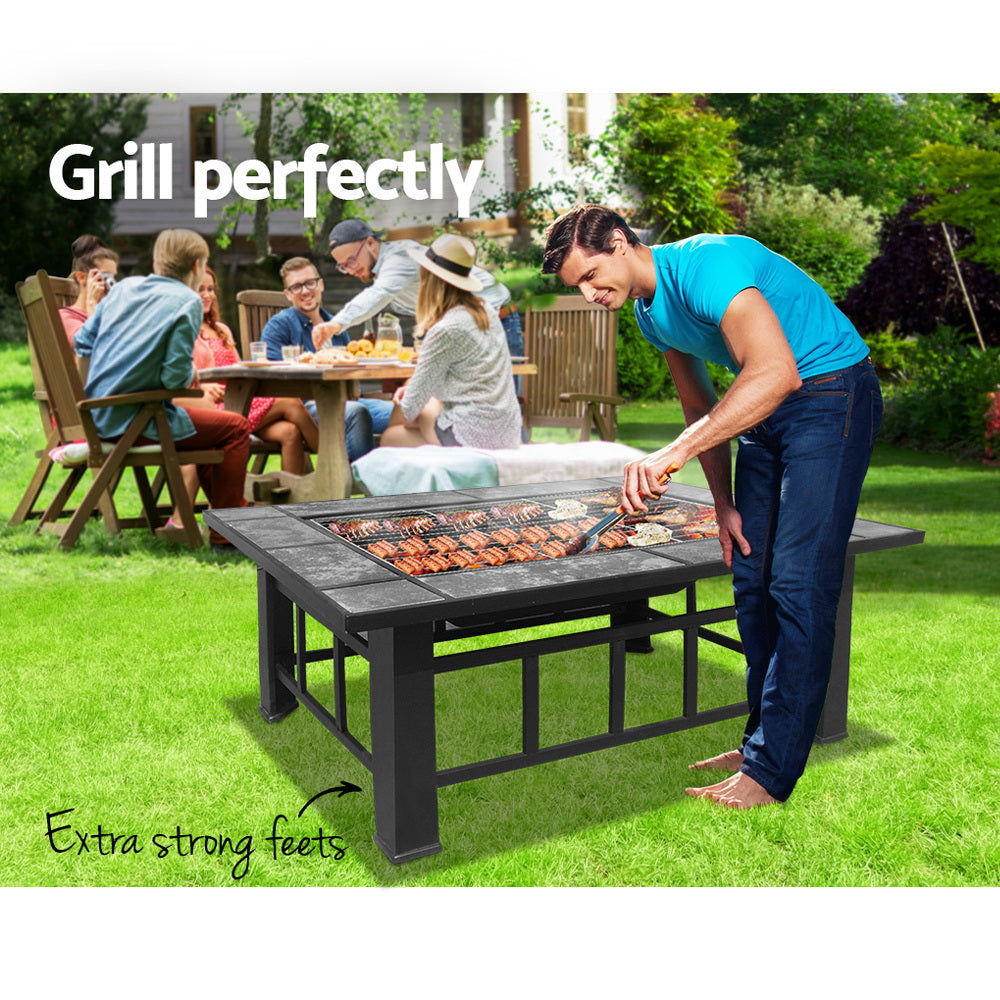 Grillz Fire Pit BBQ Grill Ice Bucket 3-In-1 Table 5