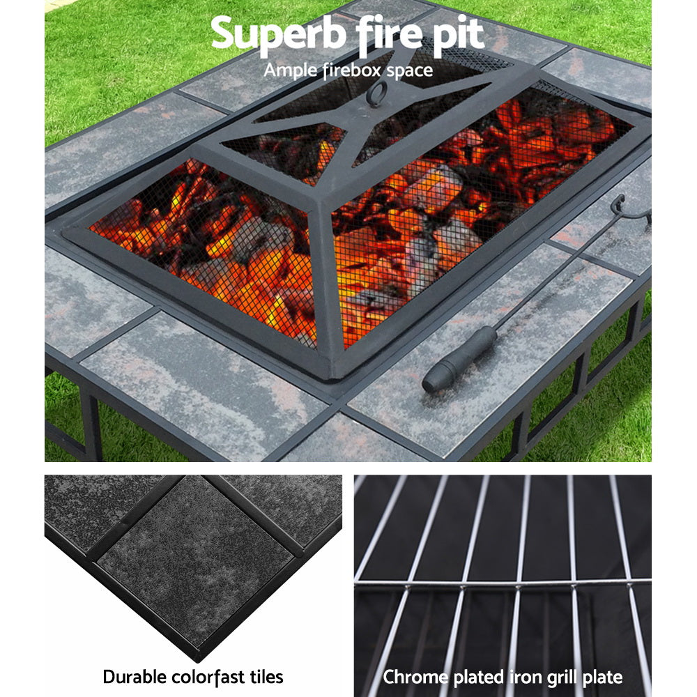 Grillz Fire Pit BBQ Grill Ice Bucket 3-In-1 Table 6