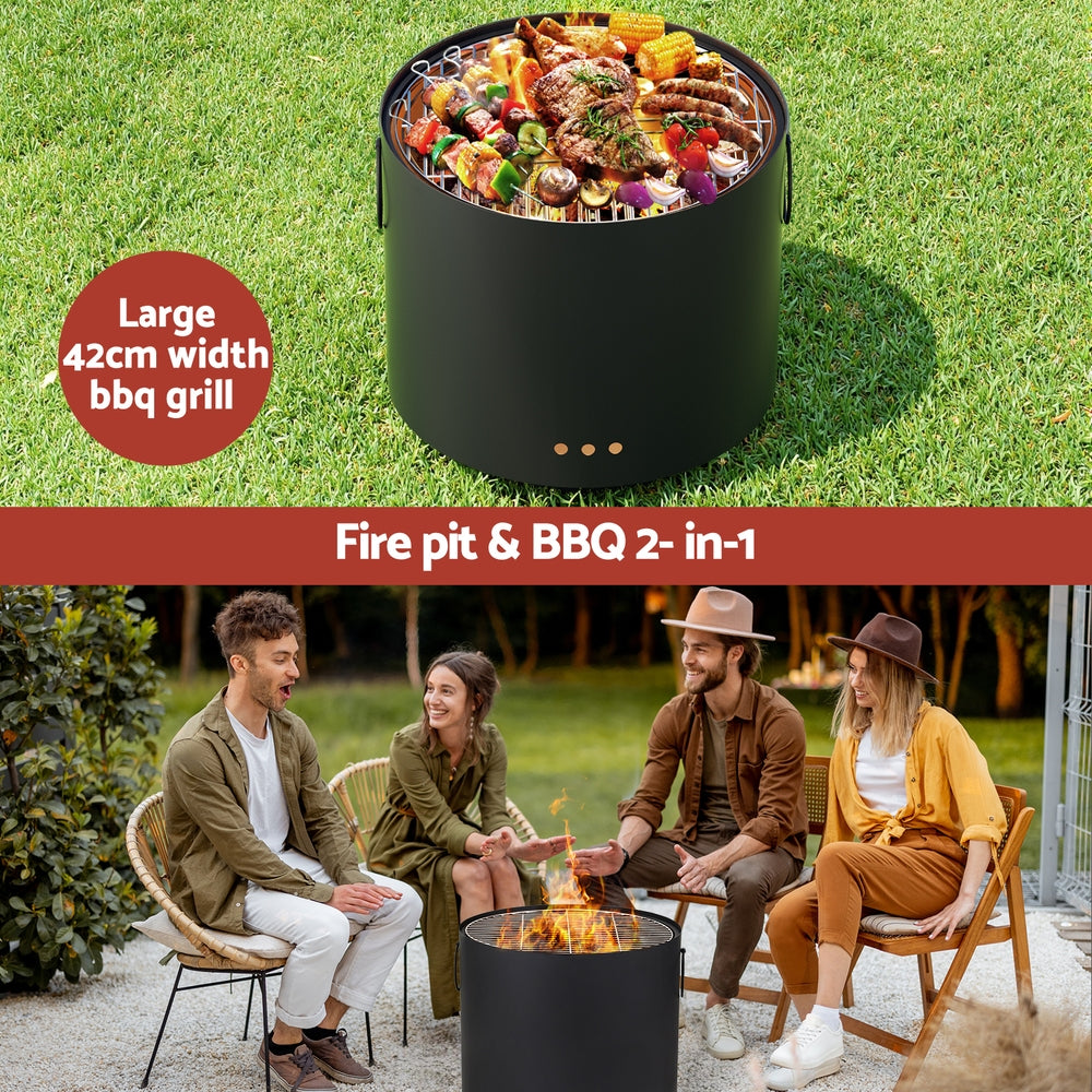 Grillz Fire Pit BBQ Portable Deep Bowl Outdoor Fireplace 4