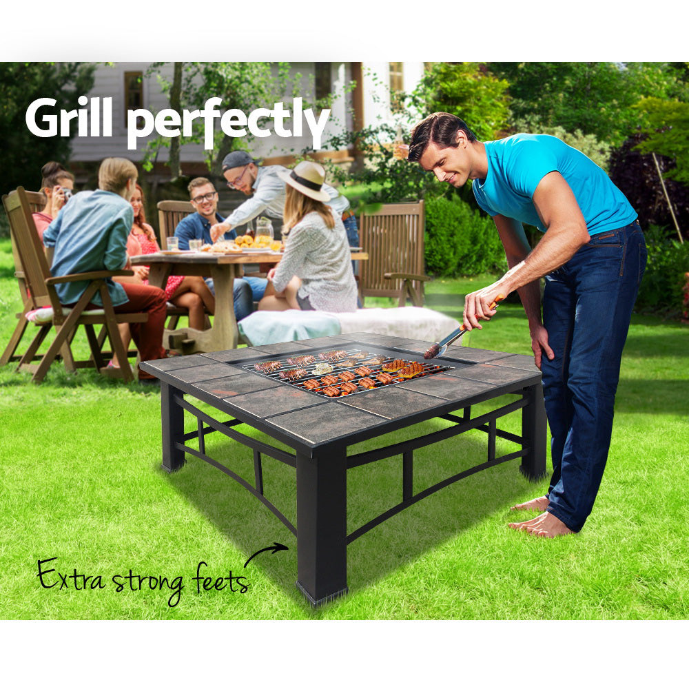 Grillz Fire Pit BBQ Grill Ice Bucket 4-In-1 Table 5