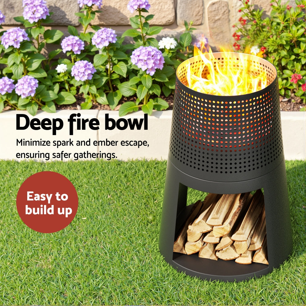 Grillz Fire Pit Deep Bowl Iron Outdoor Fireplace 4