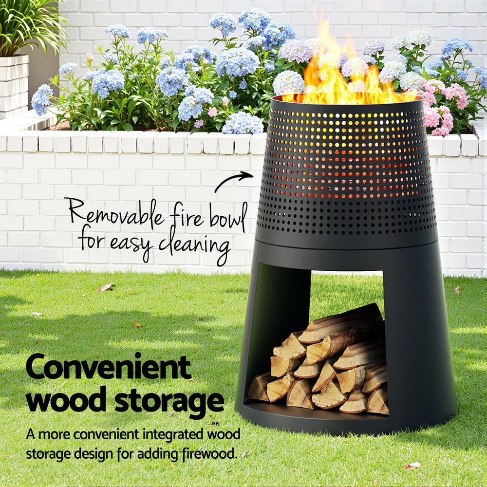 Grillz Fire Pit Deep Bowl Iron Outdoor Fireplace 5