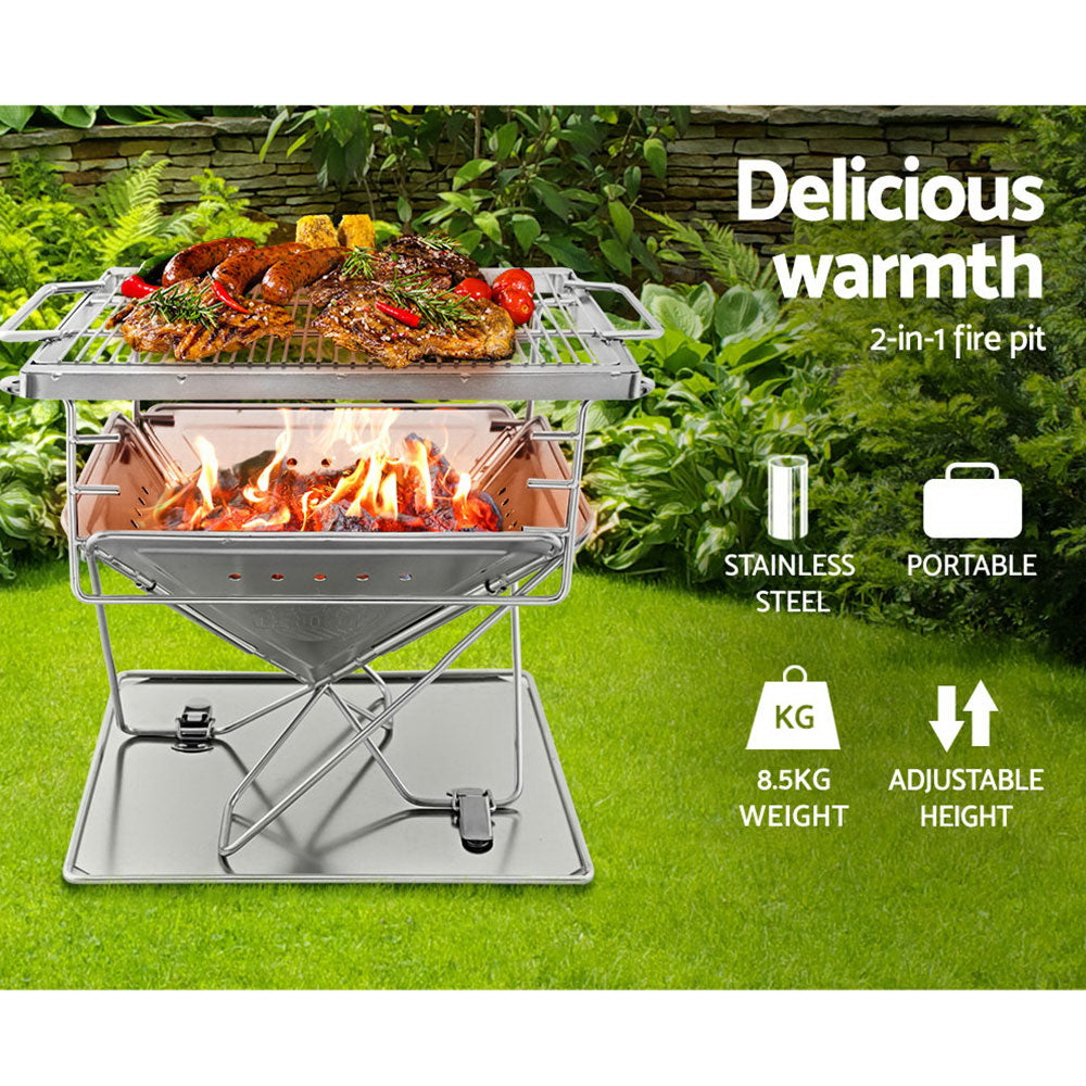 Grillz Fire Pit BBQ Grill with Carry Bag Camping 3