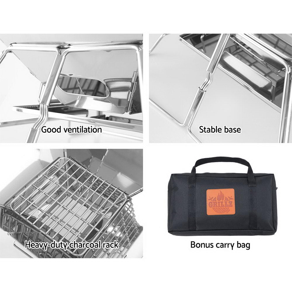 Grillz Fire Pit BBQ Grill with Carry Bag Portable 6