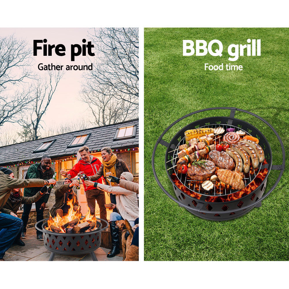 Grillz Fire Pit BBQ Grill 82cm 3
