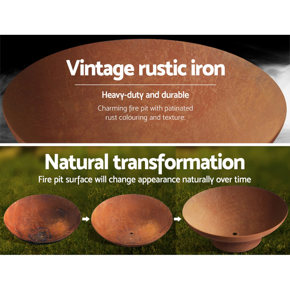 Grillz Fire Pit Bowl Cast Iron Rustic 70cm 3