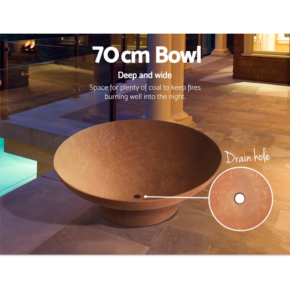 Grillz Fire Pit Bowl Cast Iron Rustic 70cm 6