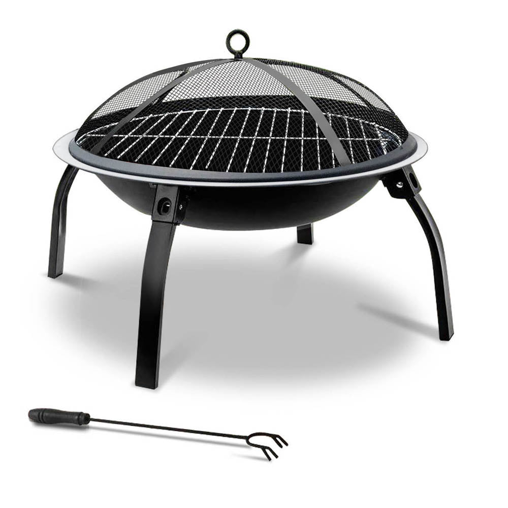 Fire Pit BBQ Charcoal Smoker Portable Outdoor Camping Pits Patio Fireplace 22" 8