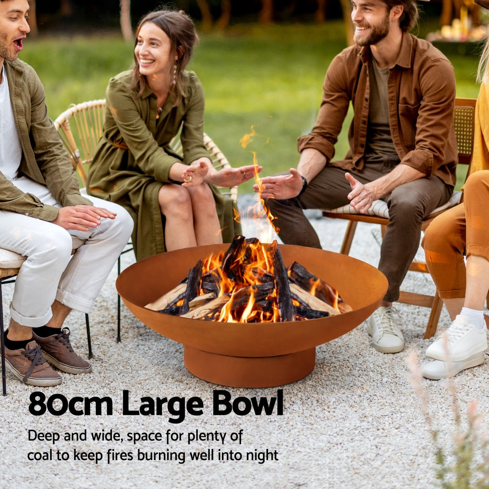 Grillz Fire Pit Iron Bowl 80cm Outdoor Patio Fireplace 4