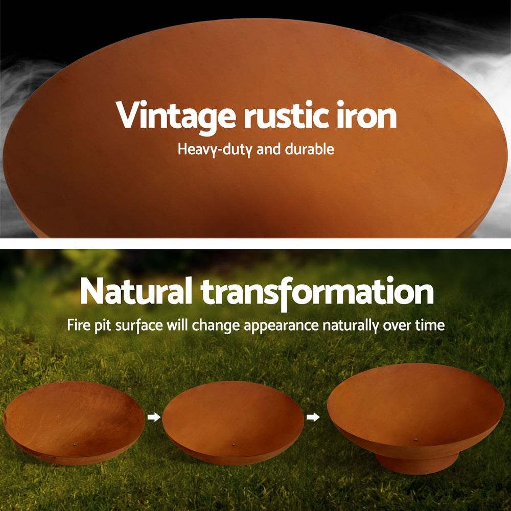 Grillz Fire Pit Iron Bowl 80cm Outdoor Patio Fireplace 5