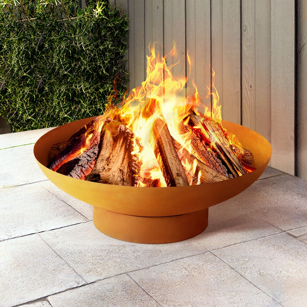 Grillz Fire Pit Iron Bowl 80cm Outdoor Patio Fireplace 7