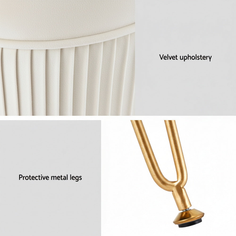 Artiss Ottoman Foot Stool Vanity Velvet Round White 6