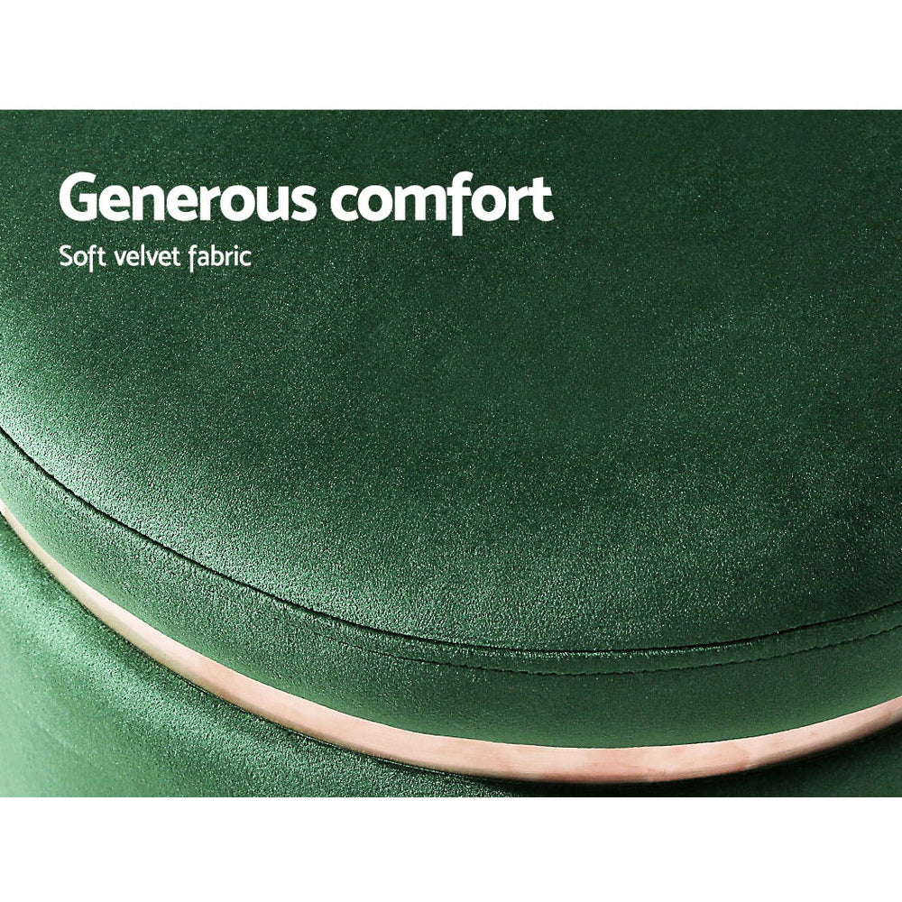 Artiss Ottoman Foot Stool Round Velvet Green 6