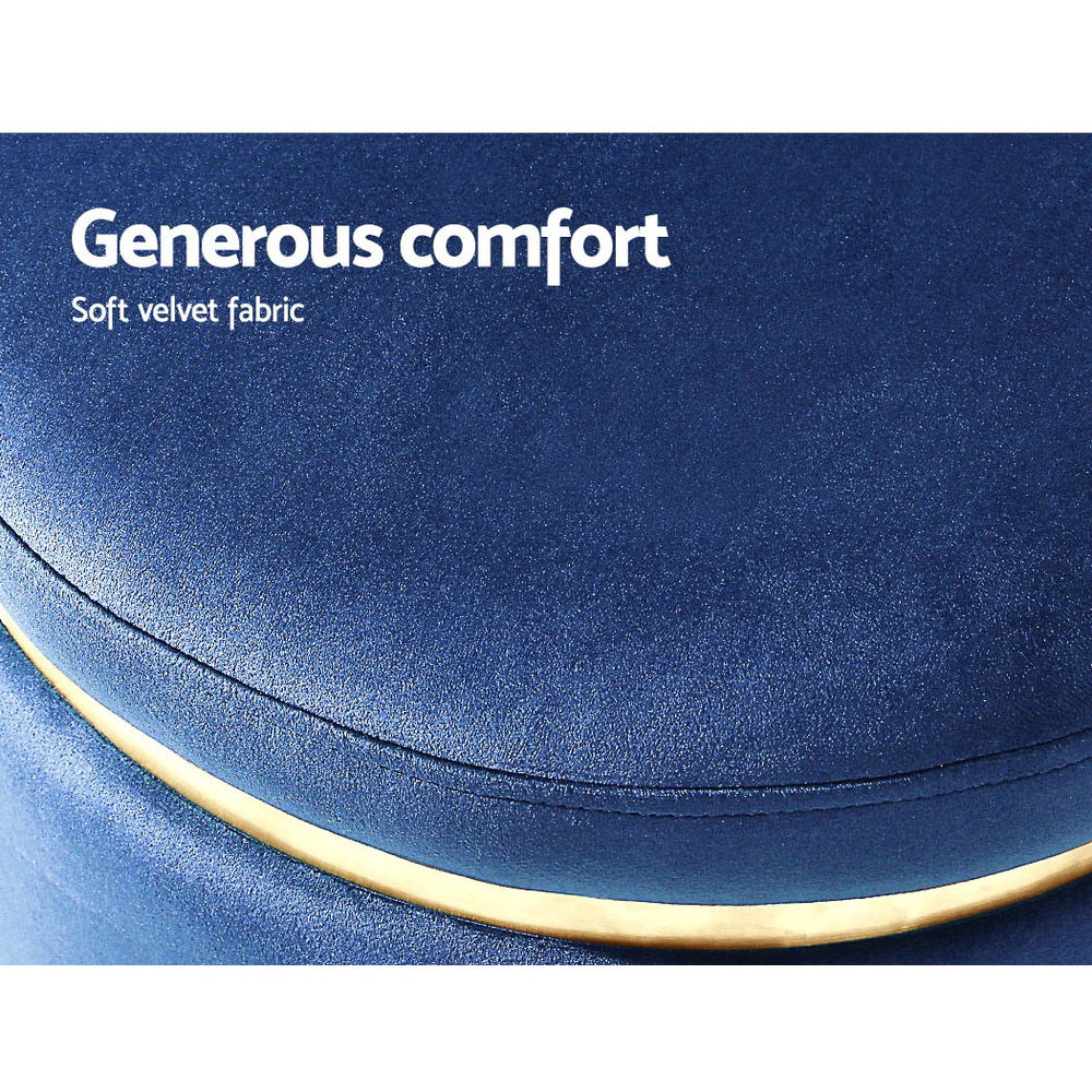 Artiss Ottoman Foot Stool Round Velvet Navy 6