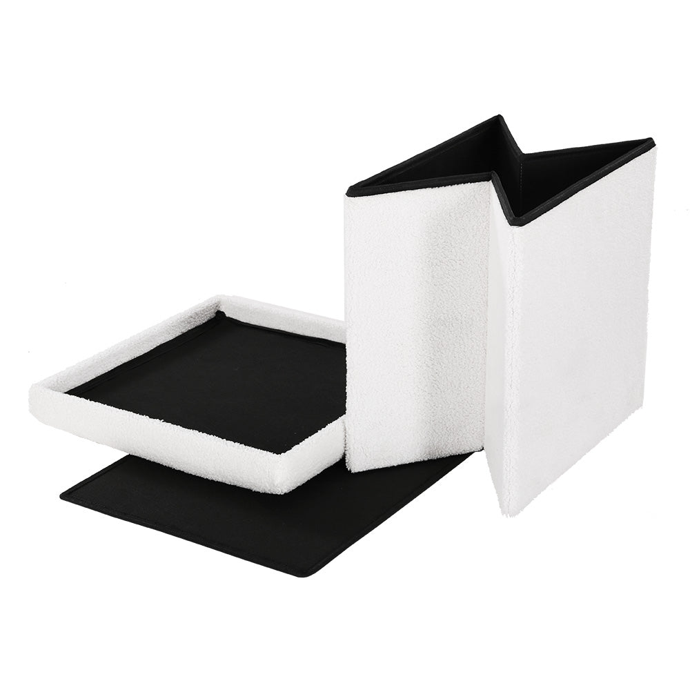 Artiss Ottoman Storage Foot Stool Vanity Square Teddy 4