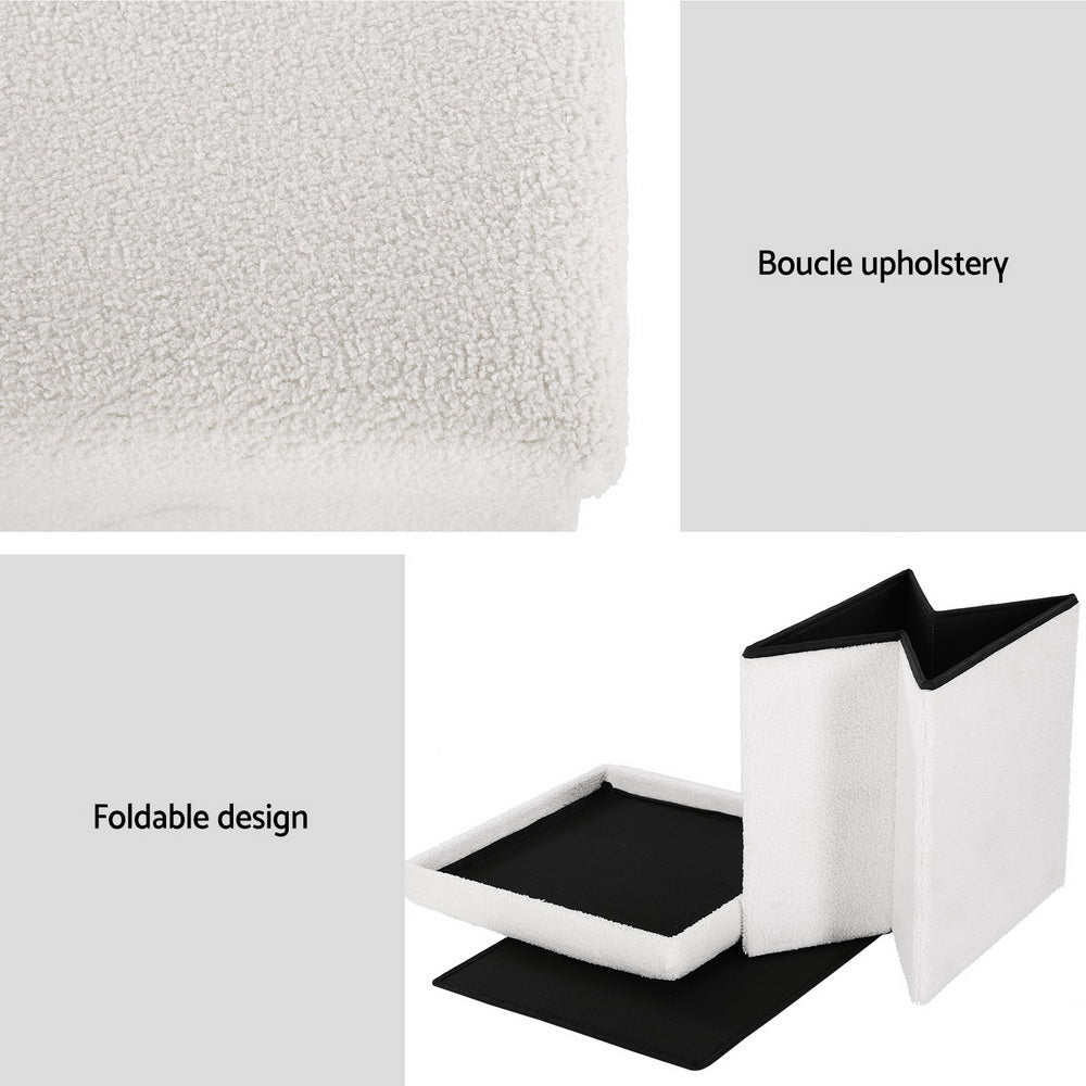 Artiss Ottoman Storage Foot Stool Vanity Square Teddy 6