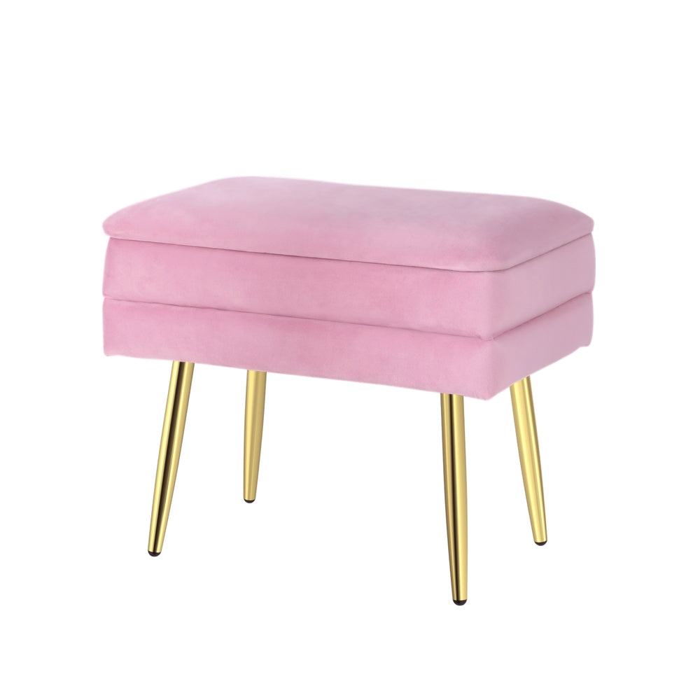 Artiss Ottoman Storage Foot Stool Vanity Velvet Pink 5