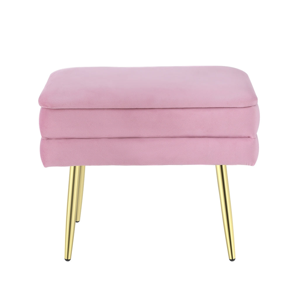 Artiss Ottoman Storage Foot Stool Vanity Velvet Pink 3