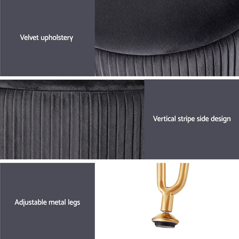 Artiss Ottoman Storage Foot Stool Vanity Velvet Round Grey 6