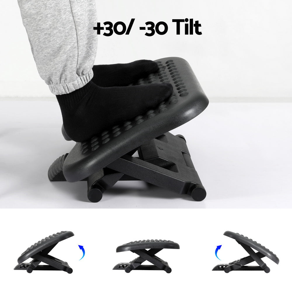 Artiss Foot Rest Stool Office Under Desk Angle Adjustable Footrest Massage Black 5