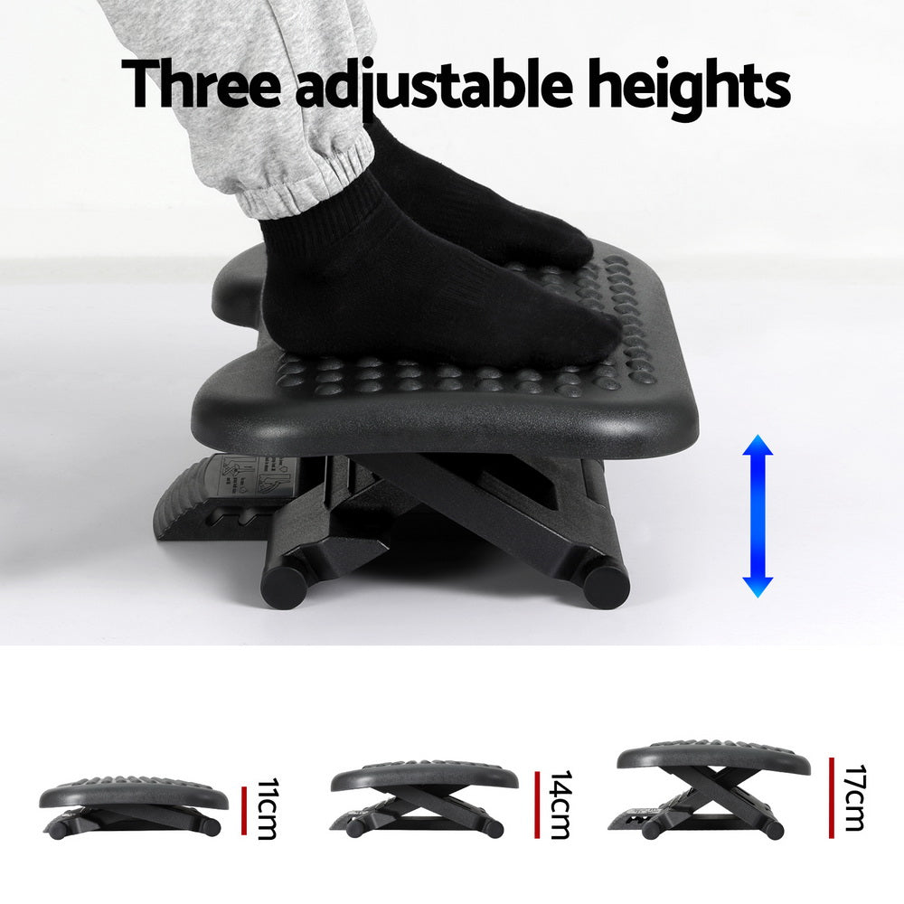 Artiss Foot Rest Stool Office Under Desk Angle Adjustable Footrest Massage Black 6